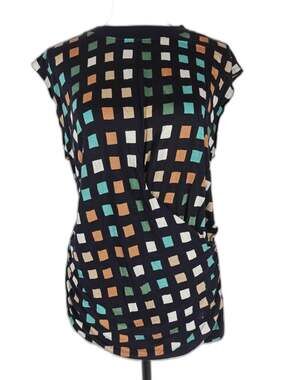 Womens Hugo Boss Geometric Print Top Navy Multicolor